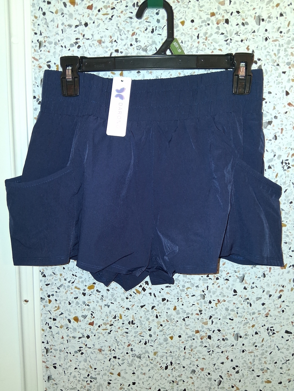 Darong Women’s Navy Athletic Shorts with Elastic Waist and Side Pockets